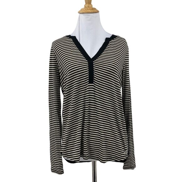 Massimo Rebecchi Popover Top Womens S Small Multi Striped Long Sleeve Drop Tail - Picture 1 of 9